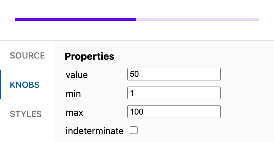 Knobs for setting properties